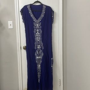 Blue embroidered dress